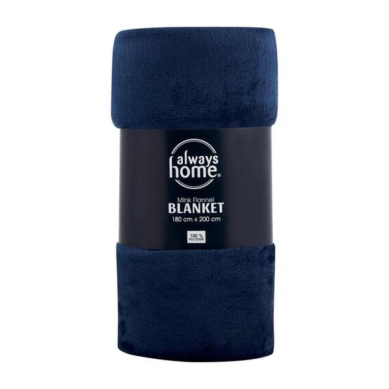 ALWAYS HOME 125x150cm Mink Flannel - (Navy)