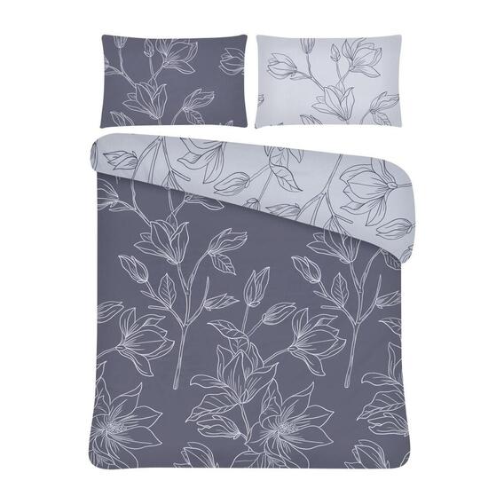 ALWAYS HOME Grey Floral Queen Duvet Cover