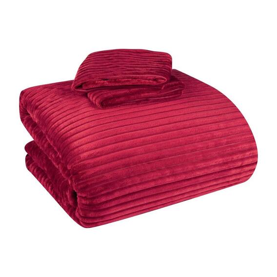 ALWAYS HOME DEEP RED RIBBED FLANNEL QUN COMFORTER