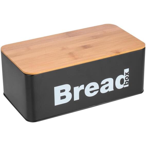 MAINSTAYS BREADBIN - BLACK & BAMBOO