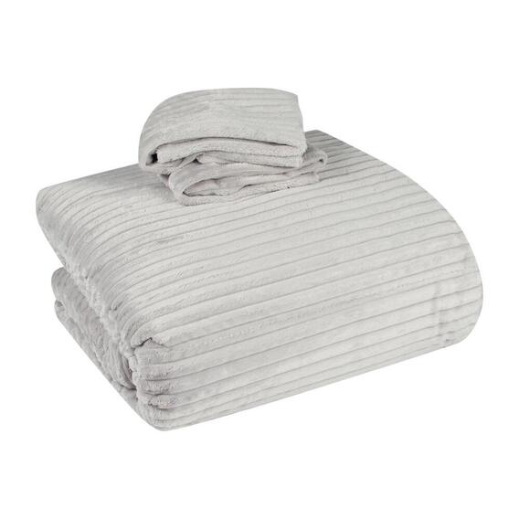 ALWAYS HOME CHARCOAL RIBBED FLANNEL QUN COMFORTER