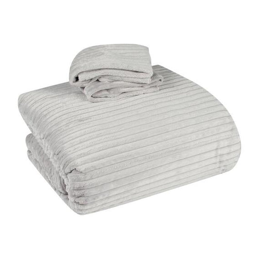 ALWAYS HOME CHARCOAL RIBBED FLANNEL QUN COMFORTER